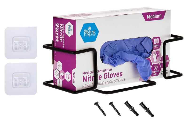 Alpine Single Box Wire Wall Mount Glove Dispenser - Mounted Organizer Rack for Disposable Surgical Glovebox & Tissue Boxes - Hanging Lab & Kitchen Storage (Black, 1 Box) - Image 1